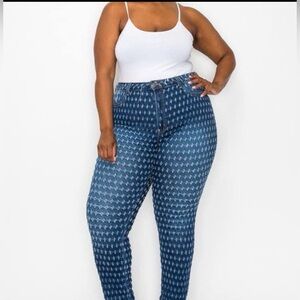 Women's Blue Patterned Jeans